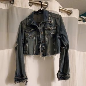 His Babe distressed jean jacket
